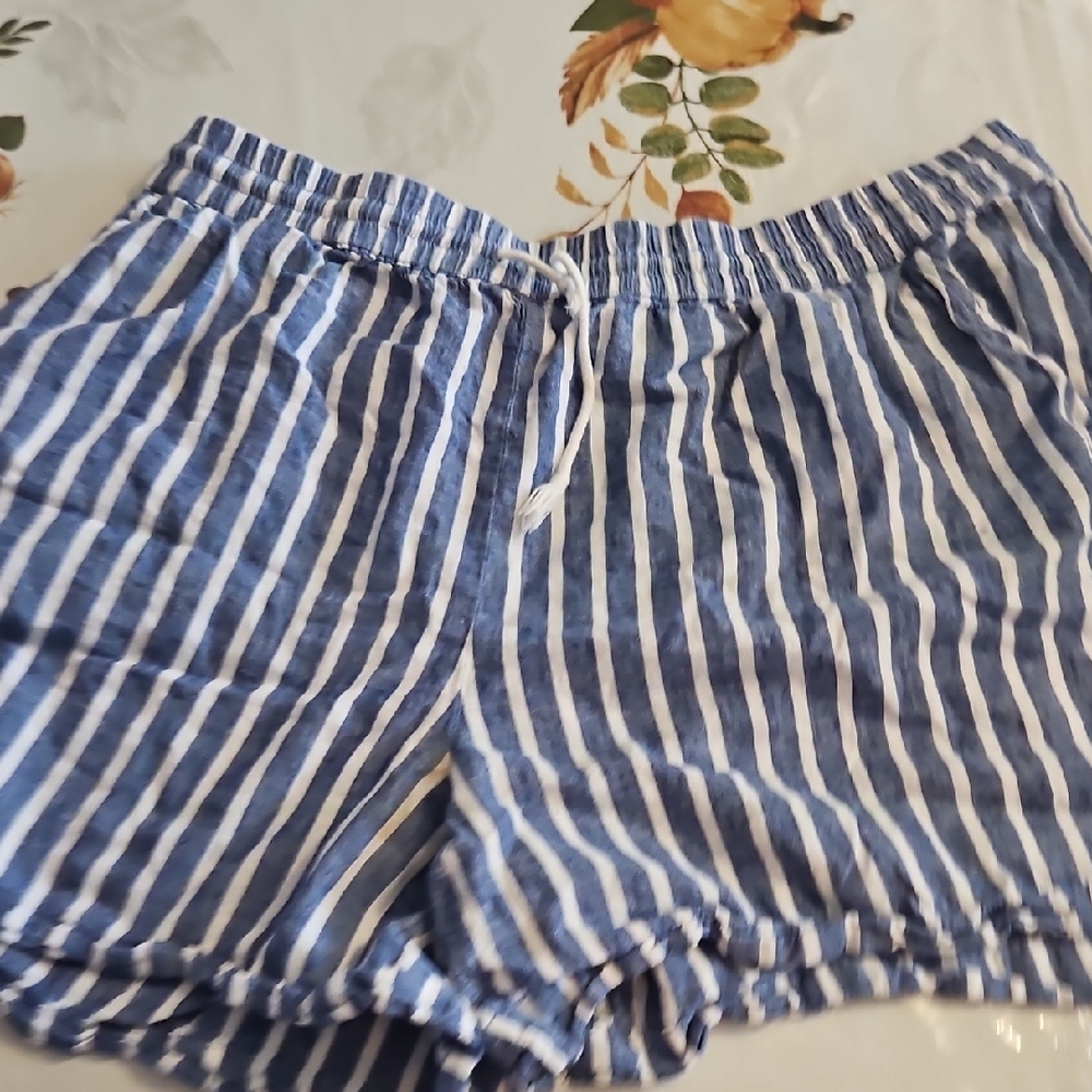 Saks Off Fifth Blue and White Striped Women's Shorts